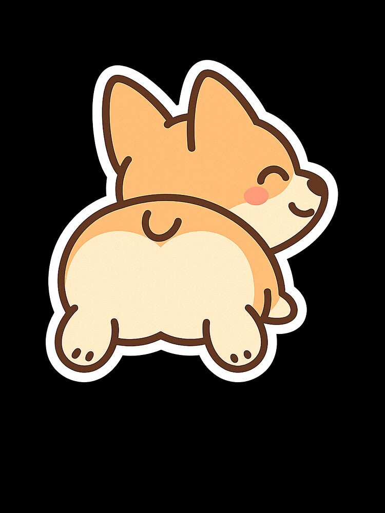 Kawaii Corgi Butt – Cute Dog Sticker by Tripconic