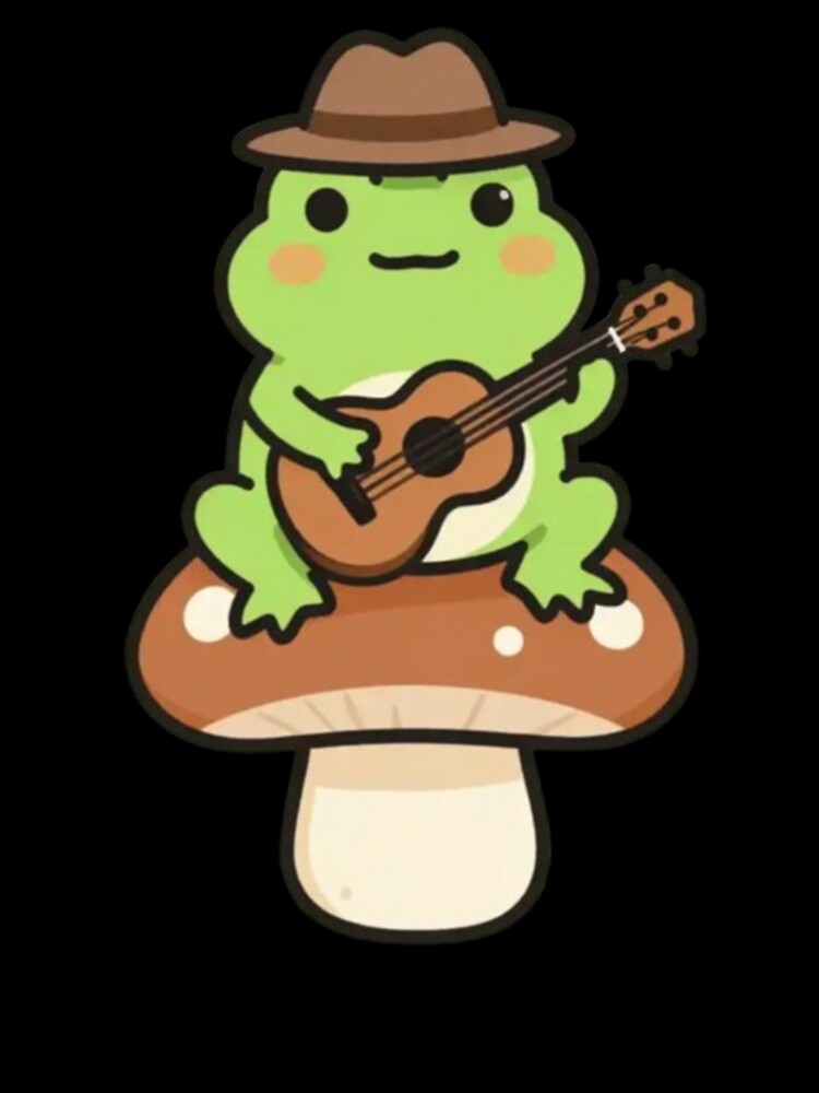 Whimsical Frog – Mushroom Guitar Serenade by Dogandesighn