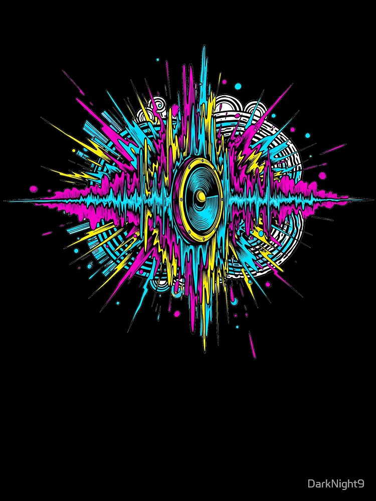 RaveNoiseTechnoSpeakerNeon ColorsPsychedelic90sMusicDesignWhite by DarkNight9