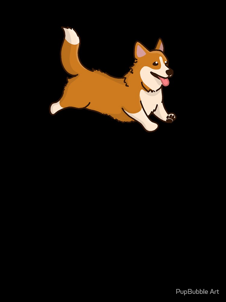 Simple red and white Corgi running by PupBubble Art