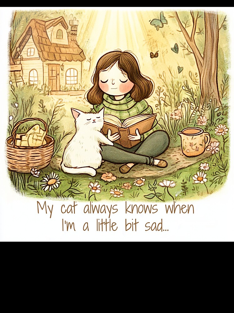 "My Cat Always Knows When I'm Sad" – Cottagecore Art by Swiftthistle