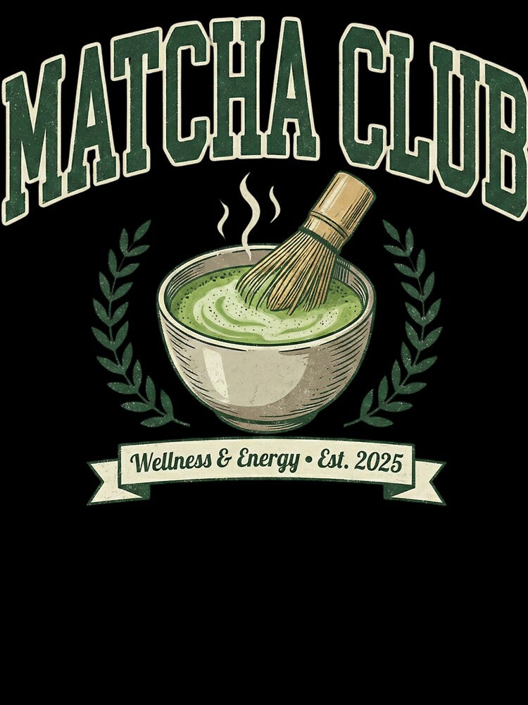 Matcha Club Vintage Logo - Wellness & Energy by shellymope