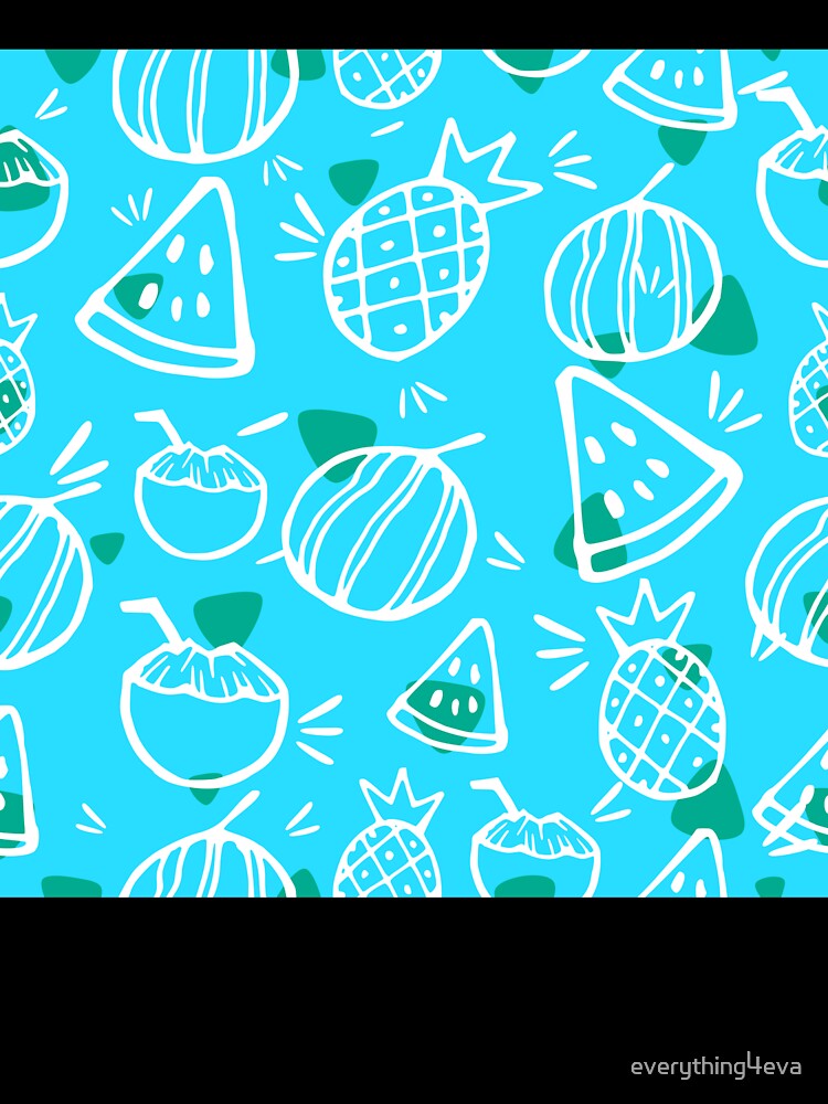Sky Blue Tropical Fruit Sketches Pattern by everything4eva