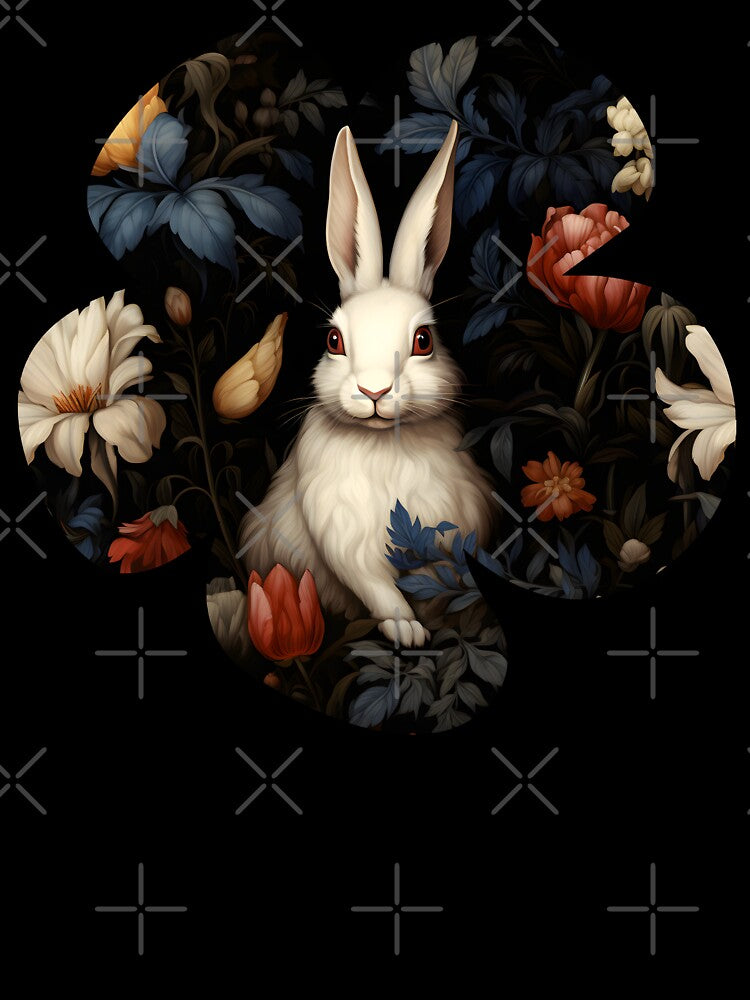 Adorable White Rabbit in Midnight Garden Summer Pattern by 20th-eclipse