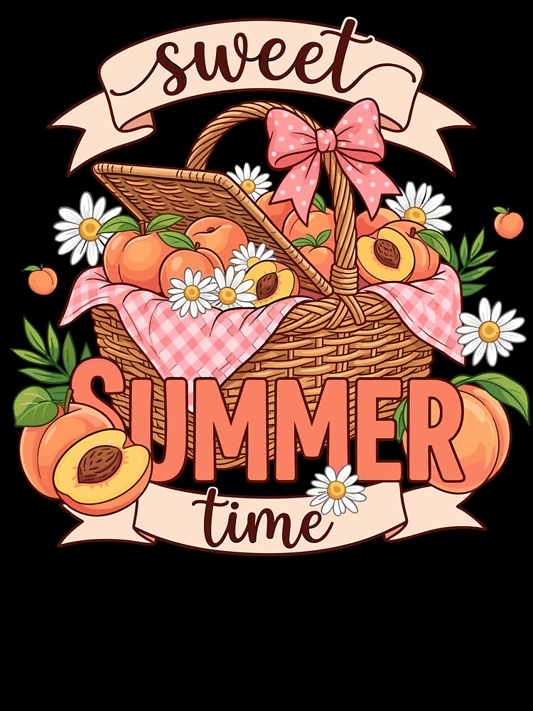 Cute Peach Picnic Basket Summer Time Kids Girls by KroghDs