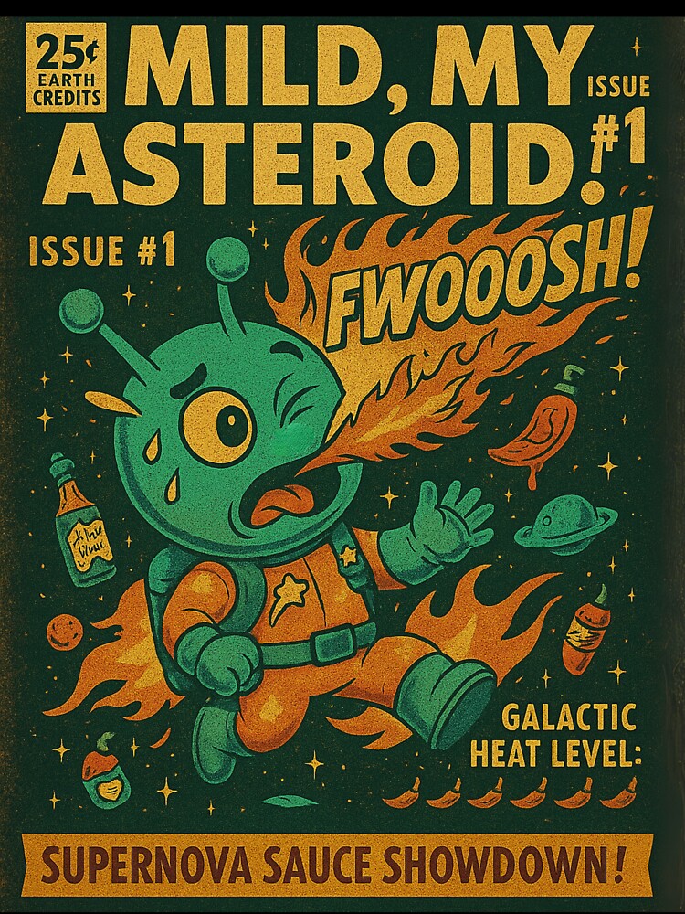 Mild, My Asteroid! – Spicy Space Comic Poster – Nommy’s Supernova Sauce Showdown by Astronomnom