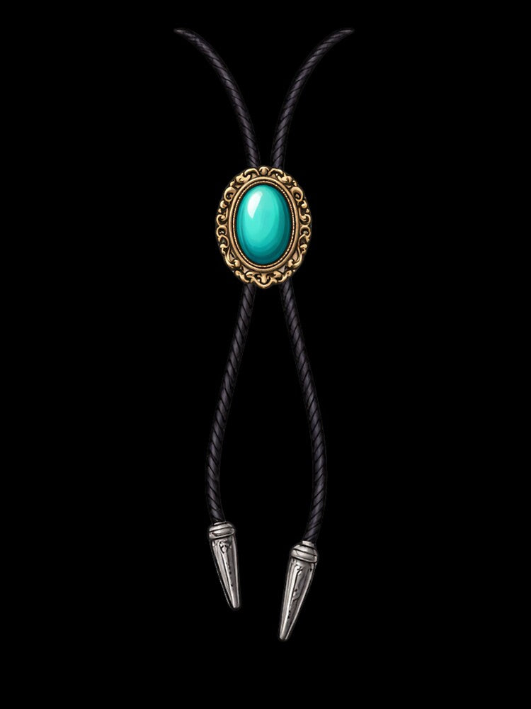Western Turquoise Bolo Tie- Cowboy Necklace Graphic Tee by WesternWaresCo