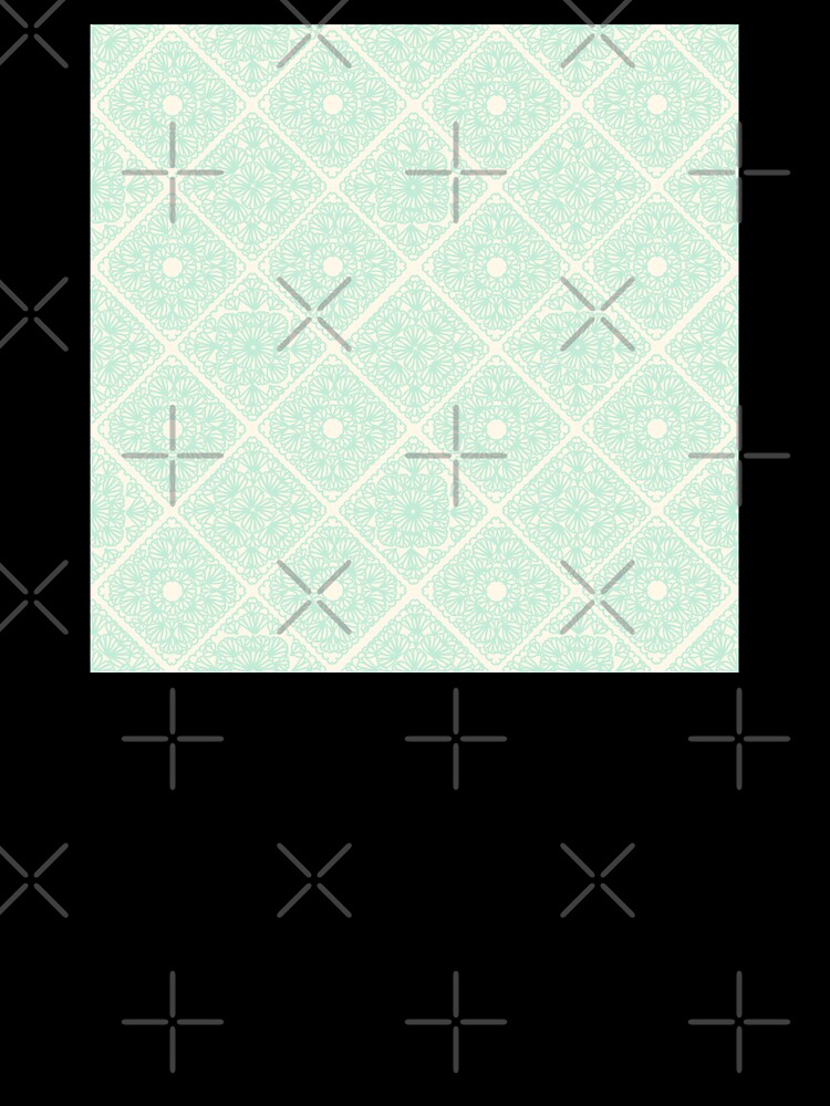 Light Turquoise green granny squares over cream by marufemia