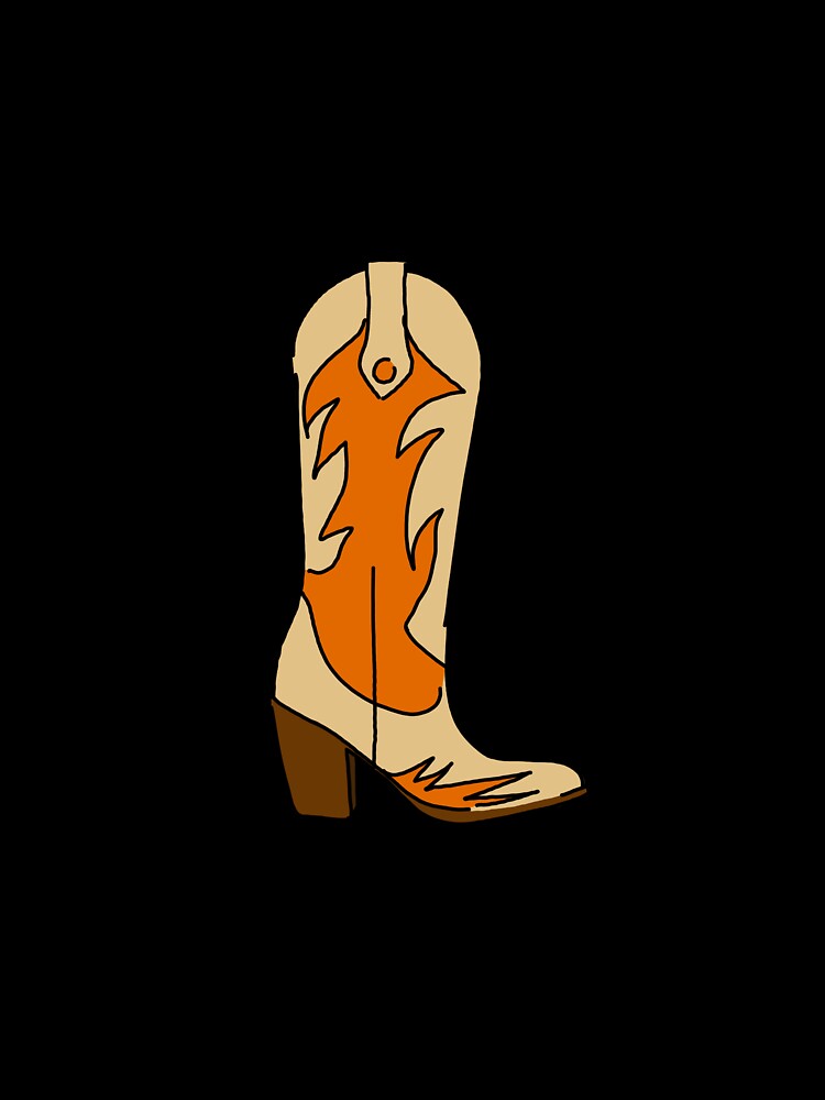 Cowgirl Boots Illustration in Orange and Beige – Western Aesthetic Cowboy Boot Art by Rosadraws