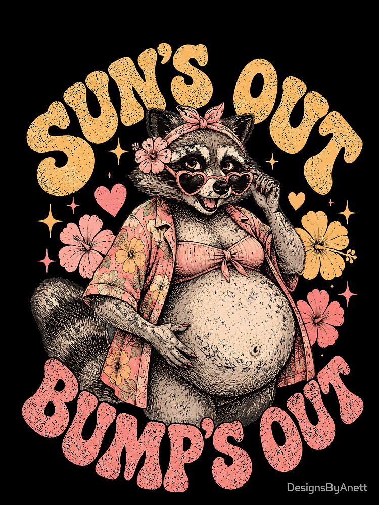 Pregnant Girl Summer Suns Out Bumps Out Feral Raccoon Mom by DesignsByAnett