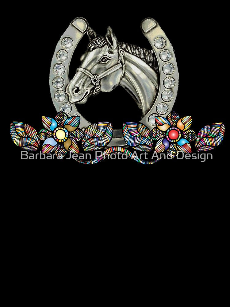 HORSE LOVERS,  COUNTRY STYLE, HORSESHOE DESIGN THAT LOOKS GREAT ON STICKER AND MAGNETS AS WELL by Barbara Jean Photo Art And Design