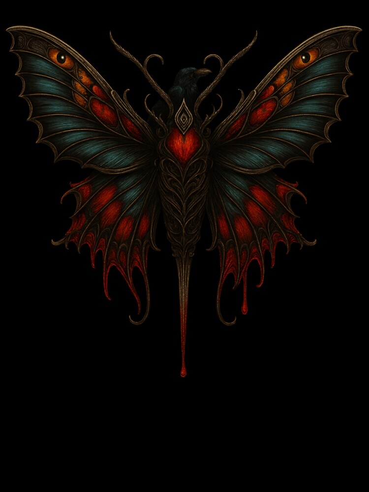 Raven Moth Gothic Symbolic Artwork by CottonandQuill