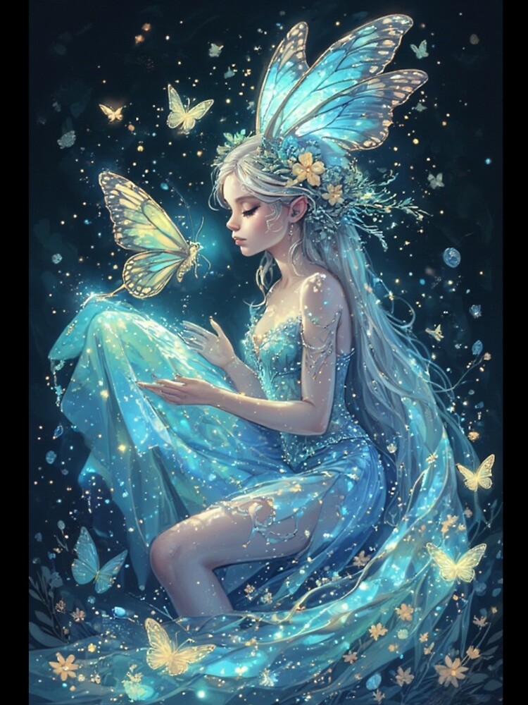 Opalite Fairy with Glowing Butterfly – Iridescent Fantasy Art by Ditstyle