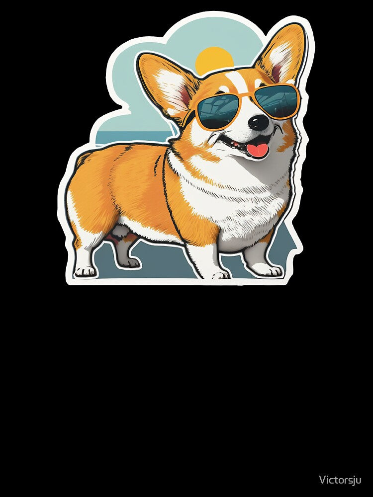 Cute corgi with sunglasses sticker by Victorsju