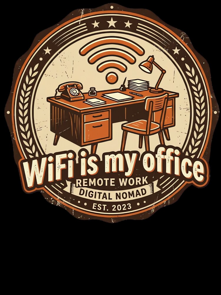 WiFi Is My Office Vintage Nomad Retro T-Shirt Design by urbinet