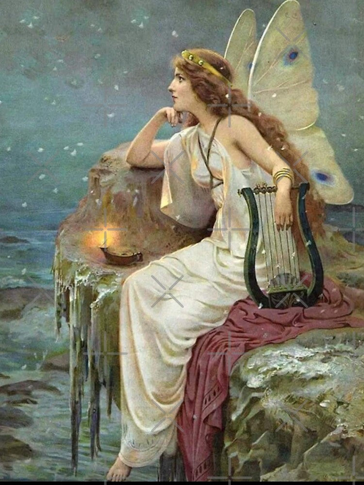 Vintage Fairy Goddess with Harp by artemisxluna89