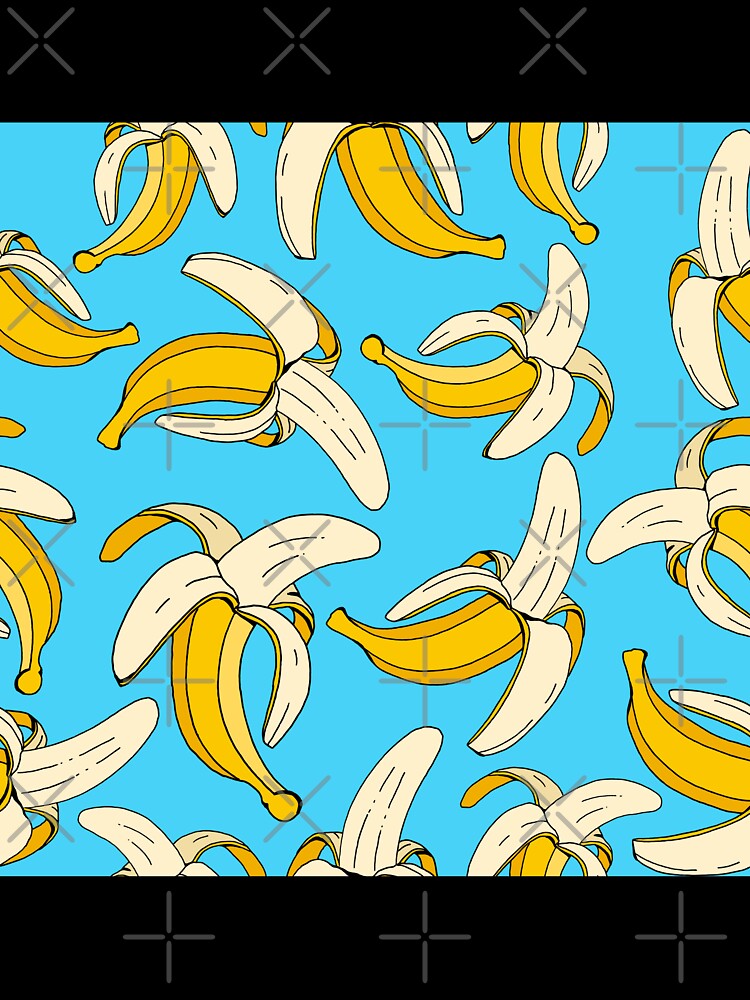 Bananas on Aqua Blue Food Themed Pattern by HotHibiscus