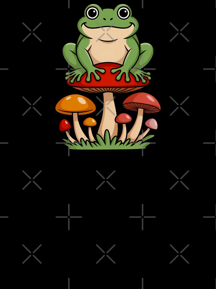 Happy Frog on a Mushroom – Cute Cartoon Forest Design by AldenTees