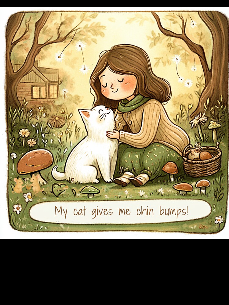 My Cat Gives Me Chin Bumps – Wholesome Cottagecore Cat Illustration by Swiftthistle