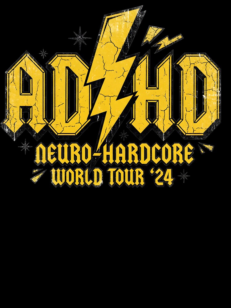 ADHD Neuro Hardcore World Tour Funny Neurodivergent Rock Parody Distressed Gift by AnnDesignStudio