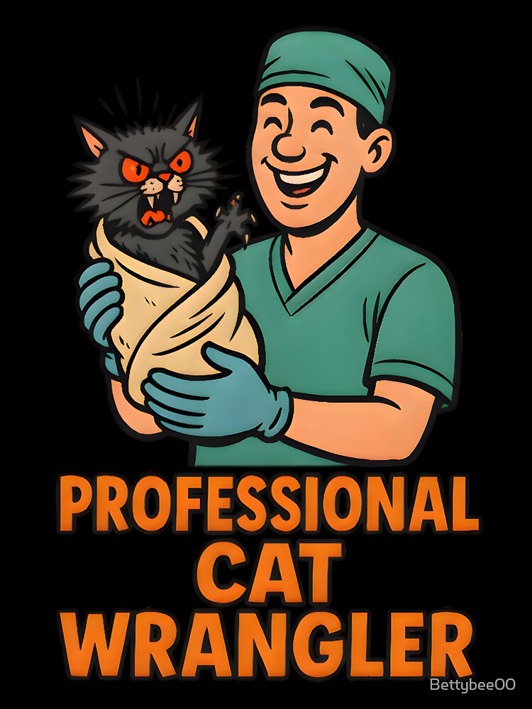 Professional Cat Wrangler – Funny Veterinary Cat Humor Design by Bettybee00