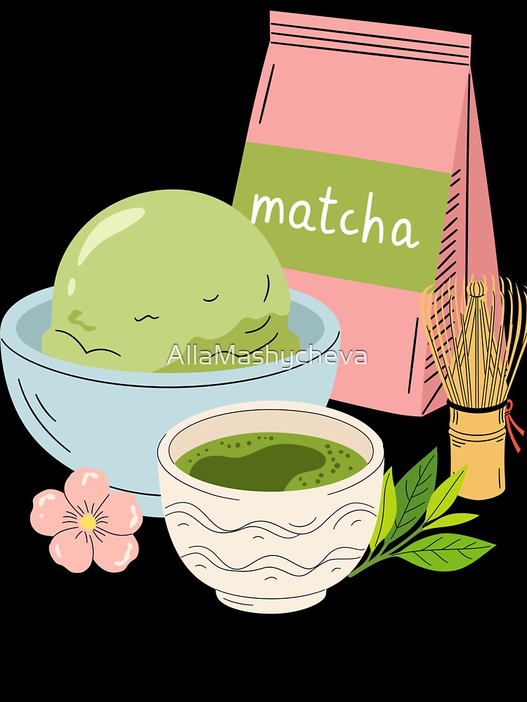 Cute Matcha Lover Aesthetic - Ice Cream & Green Tea by AllaMashycheva