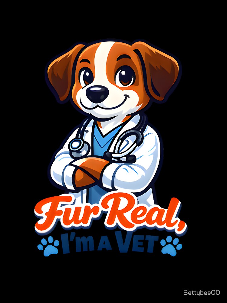 Fur Real, I’m a Vet – Cute Dog Veterinarian Illustration by Bettybee00