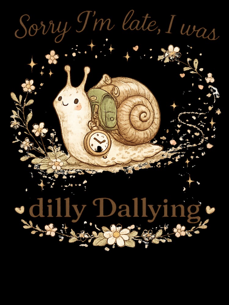 Sorry I'm Late Dilly Dallying Cute Snail by DigitalMomy