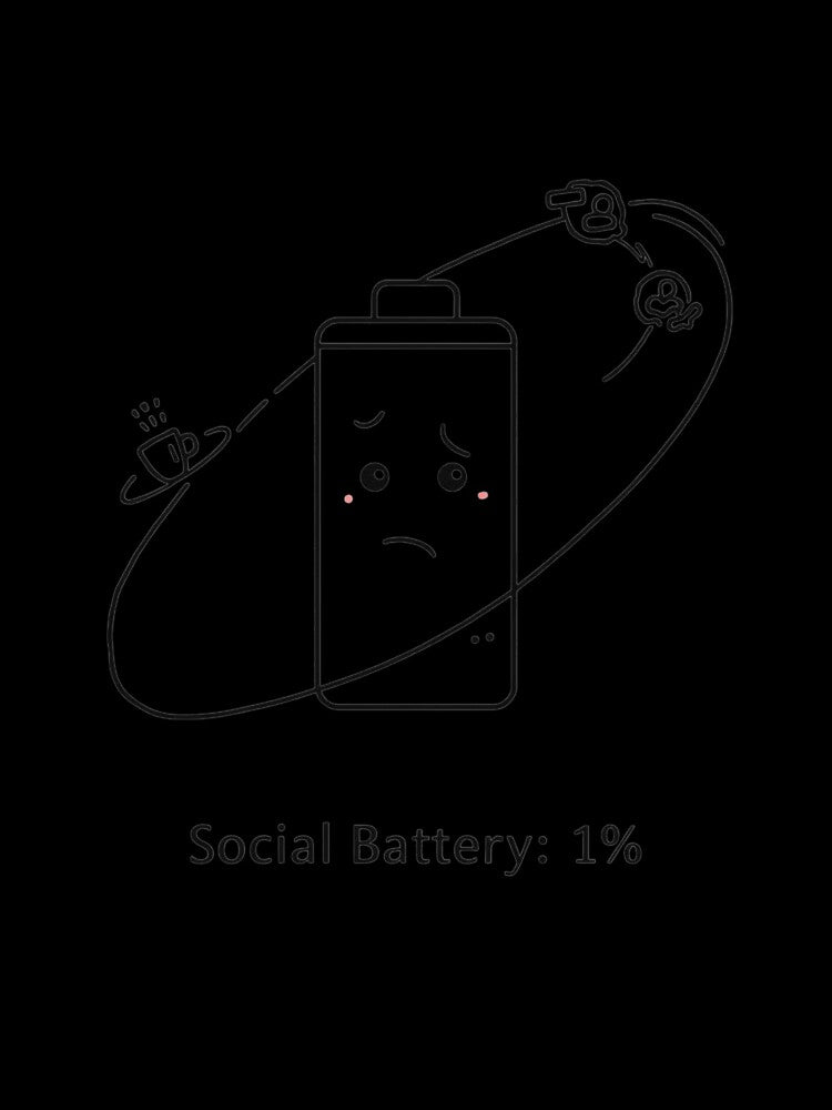Social Battery 1% – Introvert Humor Low Energy Minimalist Design by Low Battery Society