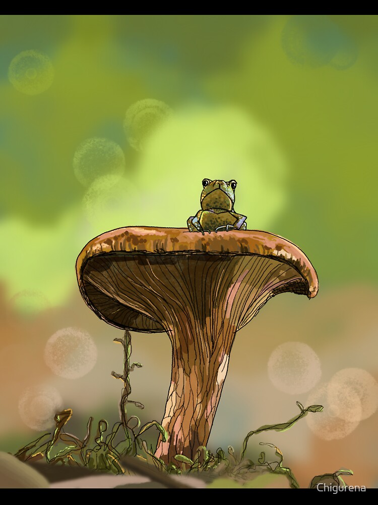 Frog on Mushroom by Chigurena