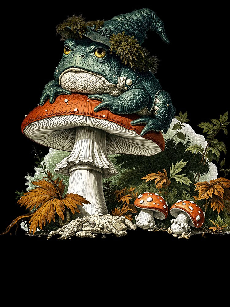 Whimsical Grumpy Toad on Toadstool by CircaSassy