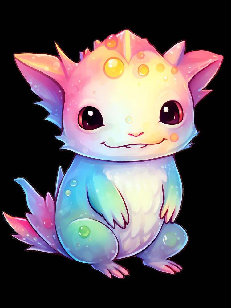Rainbow Axolotl Cute Little Kawaii Creature - Pink Animals by Alcyonian
