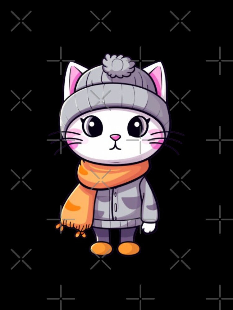 Cute Winter Kitten Digital Motif by zolarche