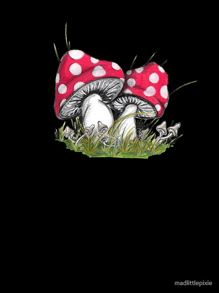 whimsical red amanita mushrooms by madlittlepixie