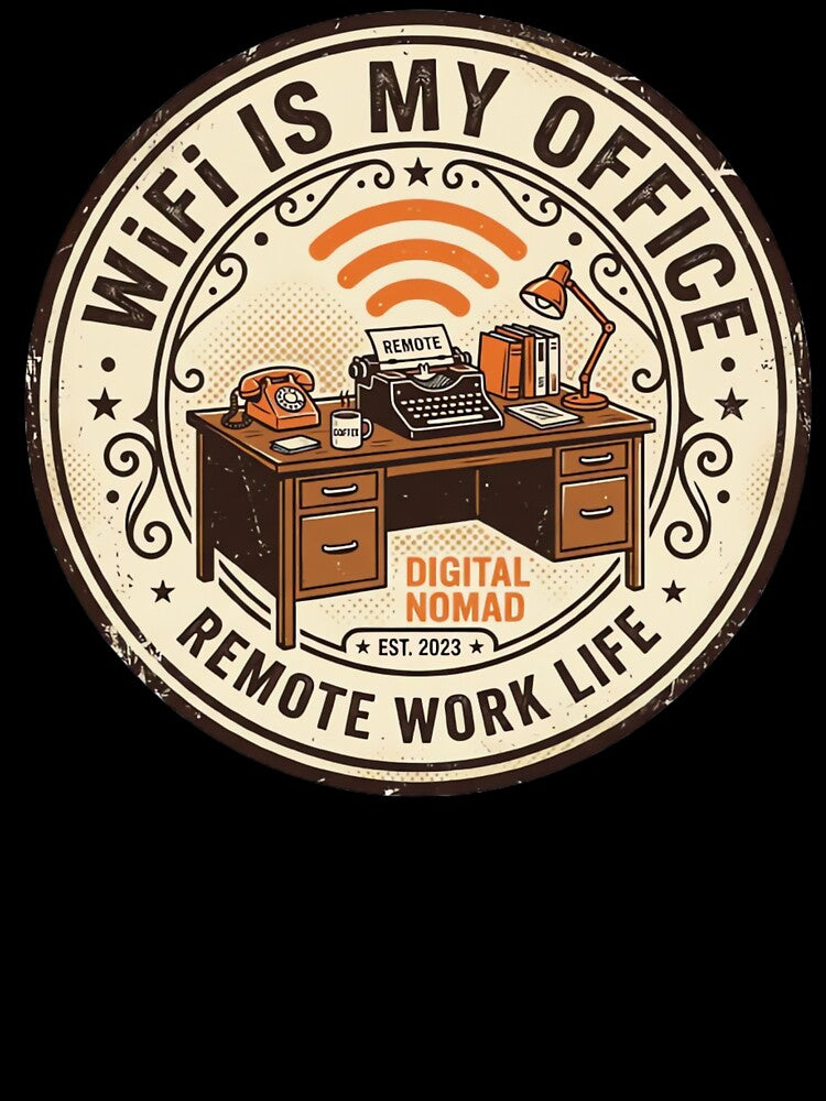 WiFi Is My Office Vintage Badge Digital Nomad Design by urbinet