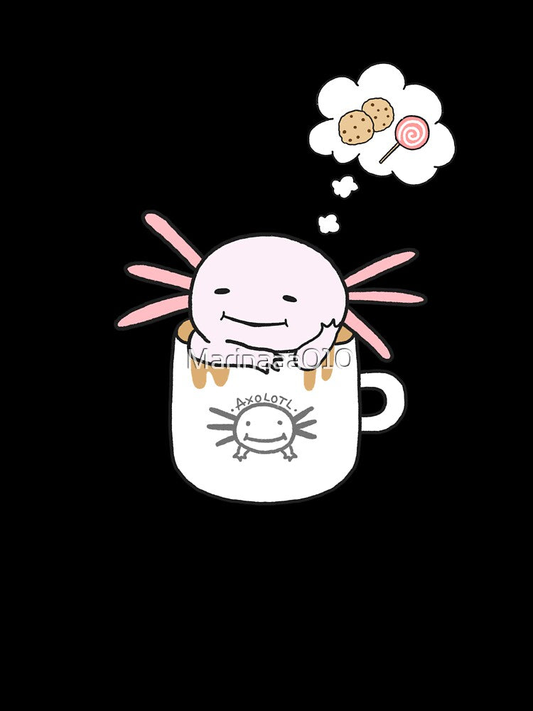 Axolotl in a Coffee Mug Cute Meme Funny Food Kawaii Art by Marinaaa010