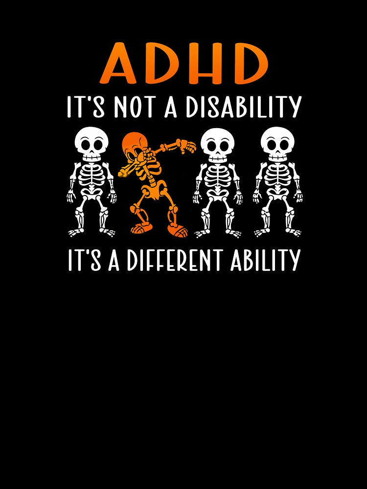 ADHD Different Ability Skeleton Design – Funny Neurodivergent Dabbing Skeleton Art by Suzy Perez Art