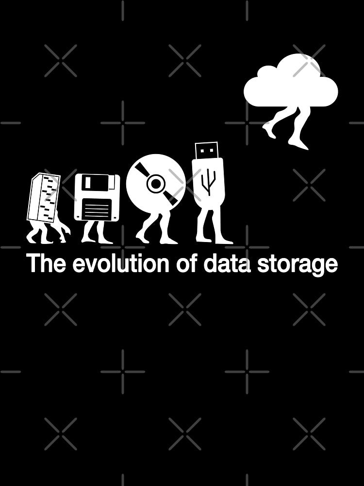 Funny evolution of data storage for nerd coder, geek and analyst by cinemadnesshirt