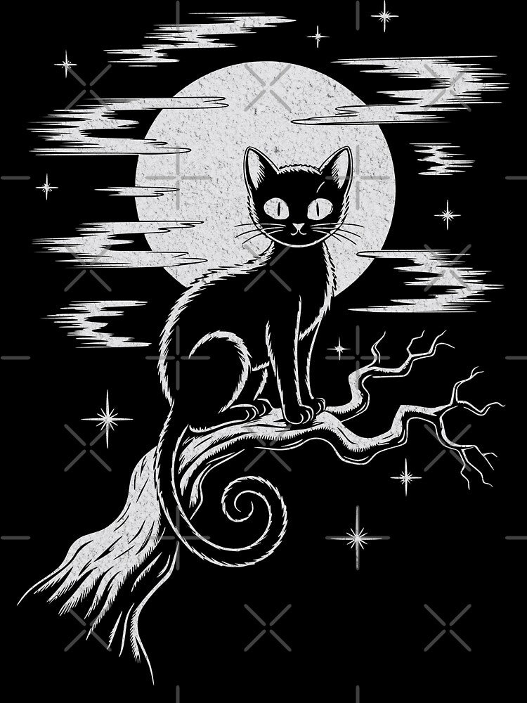 Kawaii Goth Black Cat – Cute Anime Celestial Moon Art by AldenTees