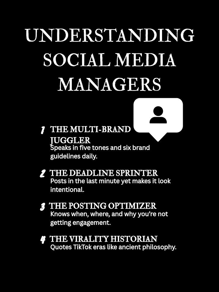 Understanding Social Media Managers – Relatable Digital Life Moments – Black by PsyFlow35