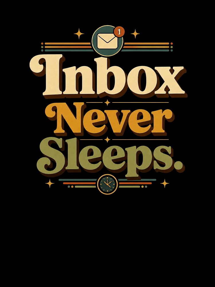 Inbox Never Sleeps. | Funny Office Humor Retro Typography Design by Irene Catchmind