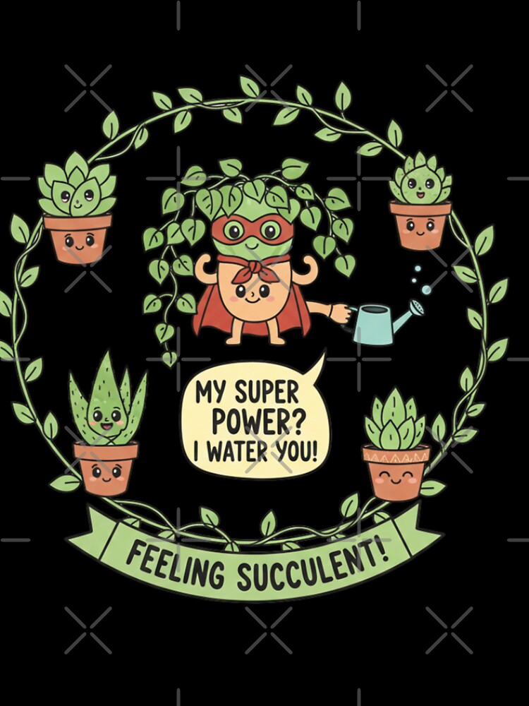 Feeling Succulent! | Cute Kawaii Super Plant Squad My Super Power? I Water You! Funny Plant Pun Art by Gurjeetpixelart