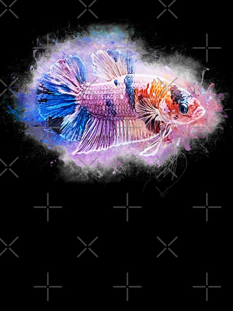 Fighting fish Halfmoon marble metallic - Betta splendens by AquariumLutter