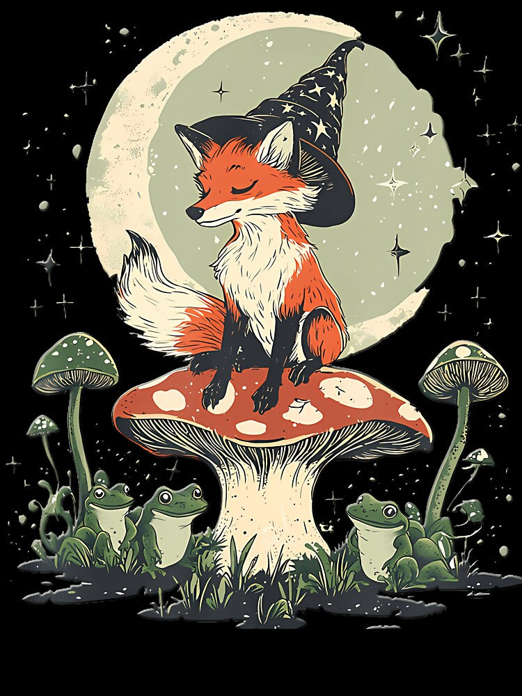 Fox With Frog On Mushroom by KelseyYasuko