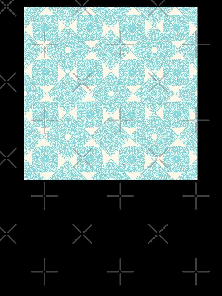Teal Turquoise granny squares over cream by marufemia