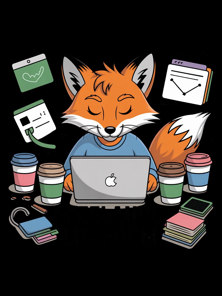 Freelance Lifeform – Fox at Work Cute Hustle Design by ArtByYunus