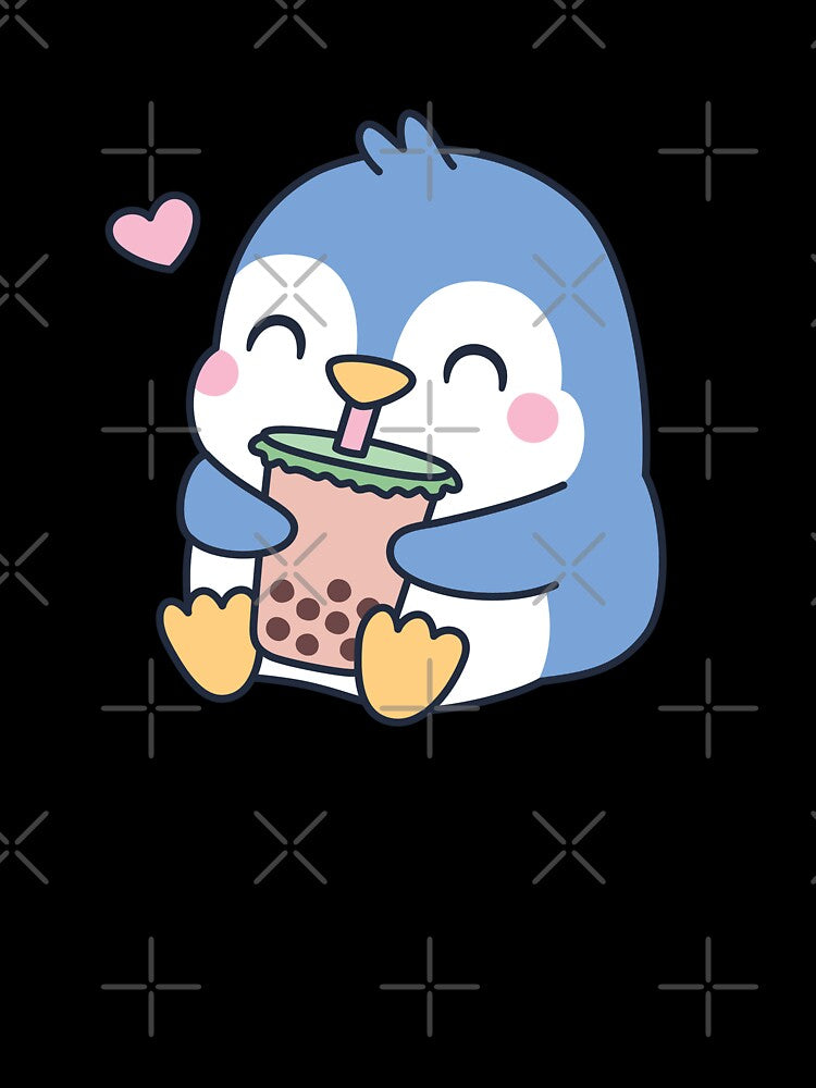 Cute Little Penguin Loves Boba Tea by rustydoodle