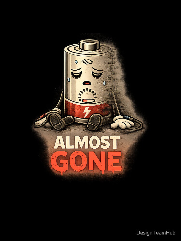 Almost Gone – Low Battery Mood Funny Introvert Shirt by DesignTeamHub