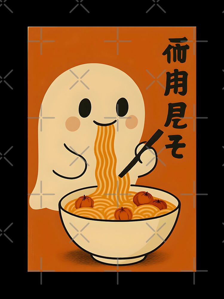 Halloween Spooky Ghost eating Pumpkin Pasta by frozencoco