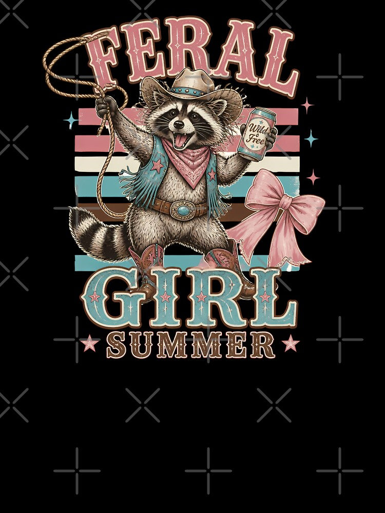 Feral Raccoon Western Cowboy Aesthetic, Funny Trash Panda Cowgirl Summer Art, Cute Retro Cowboy Raccoon Design by VectorJoy